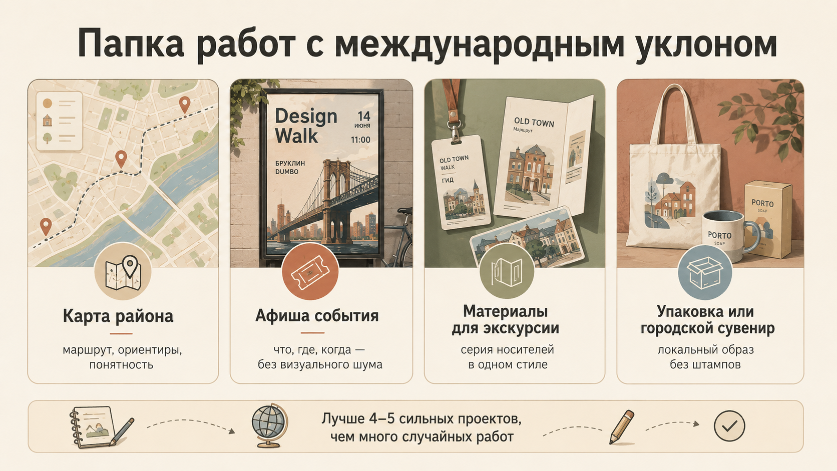 Как собрать папку работ с международным уклоном